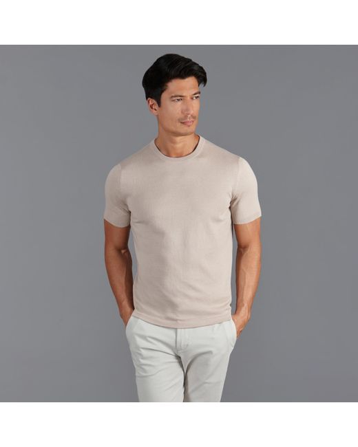 Paul James Knitwear Gray Neutrals / S Ultra-fine Cotton Hugo Knitted T-shirt for men