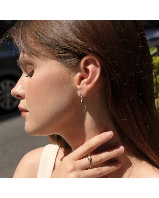 Spero London Metallic Fine Diamond Linked Tennis Earrings