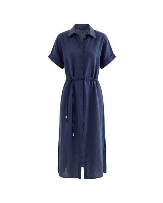 Monlicia Blue Solenne Cotton Midi Shirt Dress