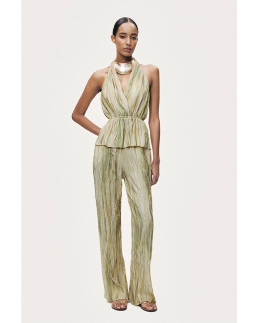 Nocturne Green Abstract Print Straight Leg Trousers