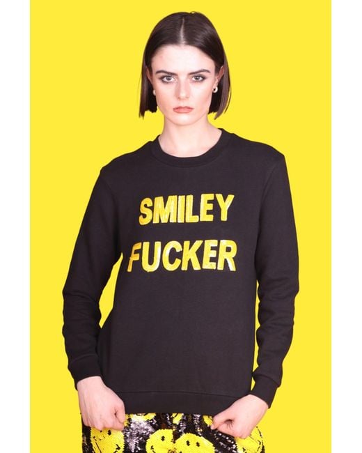 Any Old Iron Blue Sequin Smiley Fucker Sweatshirt for men