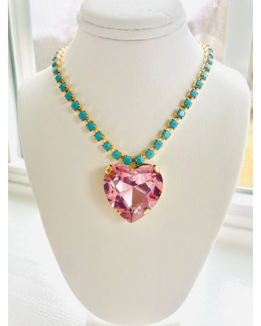 The Pink Reef Metallic Heart Of The Ocean Necklace Light