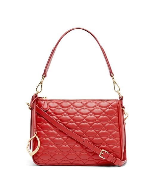 Lulu Guinness Red Lulu Quilted Lip Leather Callie Crossbody Bag