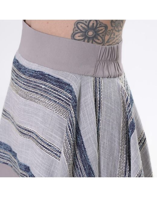 Metamorph Gray Asymmetric Midi Striped Skirt