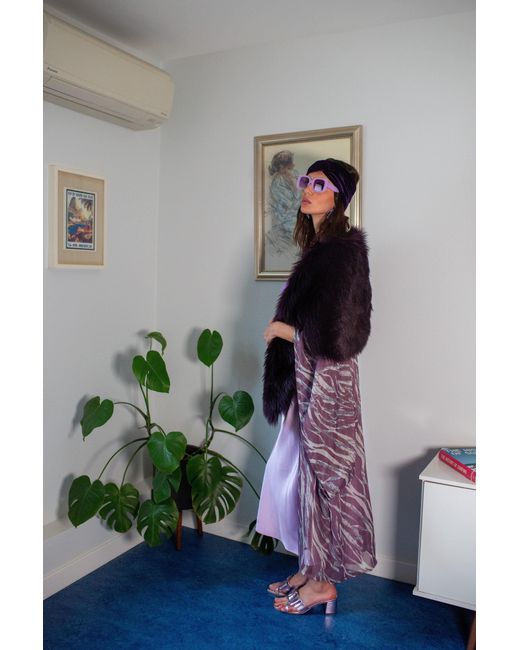 Jennafer Grace Black Shadow Amethyst Faux Fur Shawl