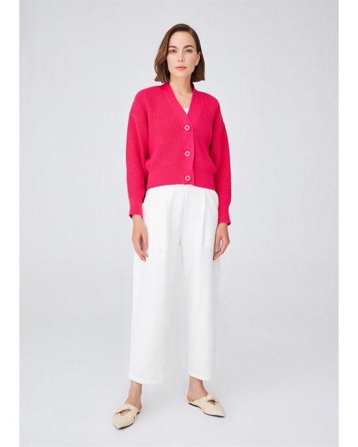 Peraluna Red Olivia V-Neck Cardigan