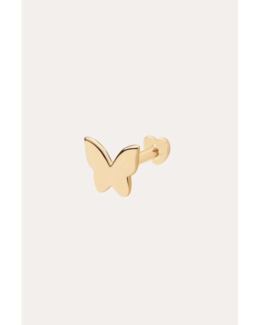 Vanhi Metallic 14K Solid Butterfly Flat Back Stud