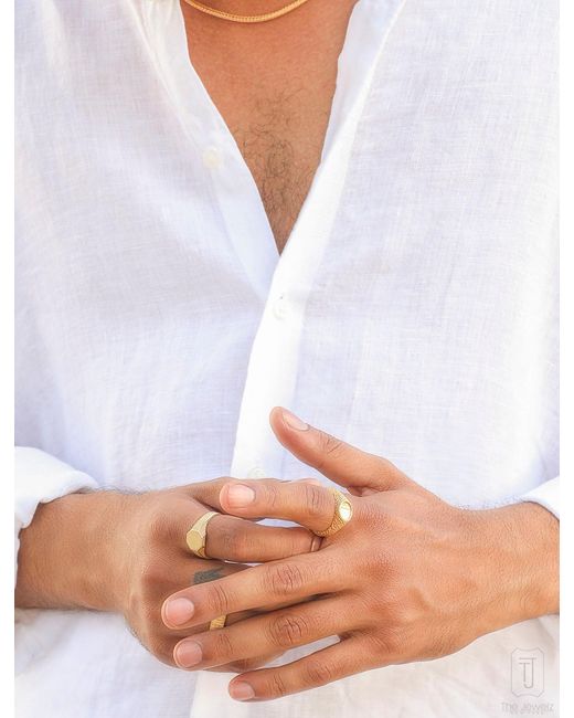 The Jewelz Metallic Textured Signet Ring For for men