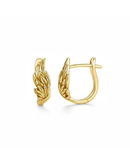 Angel Barocco Metallic Angel Wing Sterling Hoop Earrings