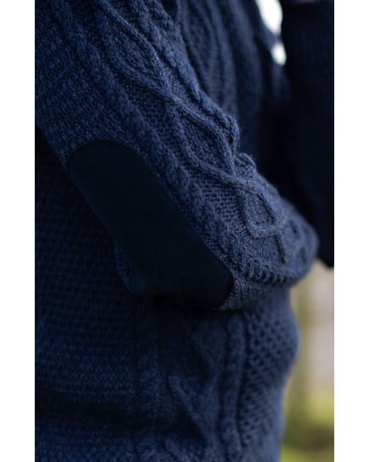 Paul James Knitwear Blue Chunky Merino Wool Archiee Shooting Jumper for men