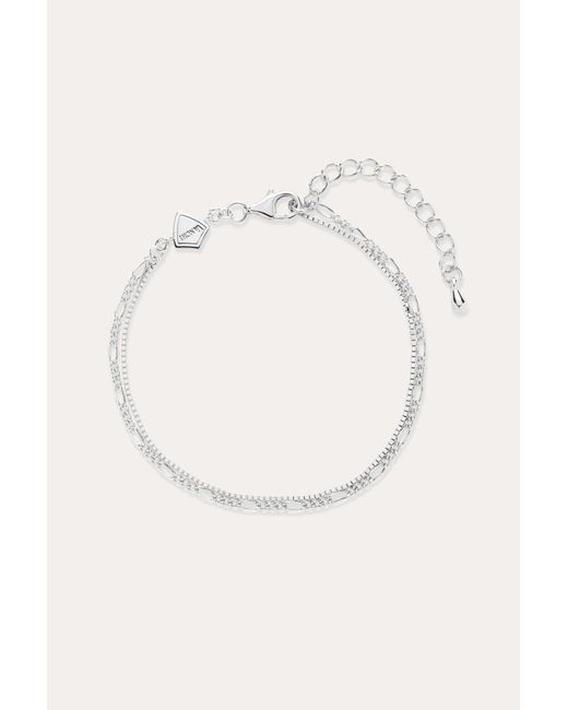 Vanhi Metallic Figaro And Box Chain Layered Bracelet