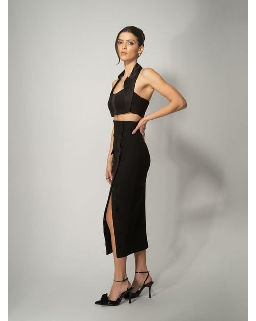 Tia Dorraine Black Femme Fatale Midi Skirt