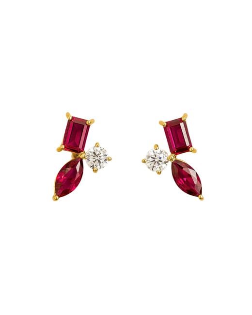 Juvetti Red Sanka Earrings Ruby & Diamond