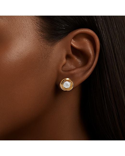 Potoska Metallic Carlo Flower Stud Earrings