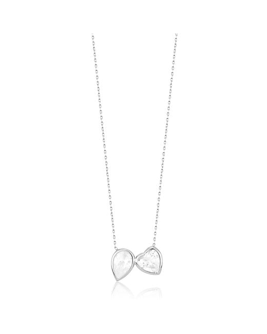 SHYMI Metallic Two Stone Bezel-Set Necklace
