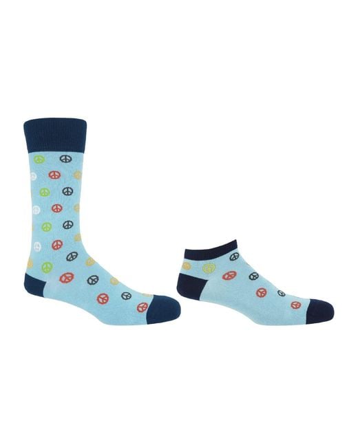 Peper Harow - Made in England Blue Peace Light Luxury Crew & Trainer Socks Bundle for men