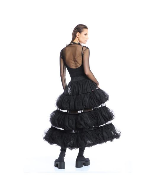 Silvia Serban Black Tulle Volumetric Ruffled Skirt