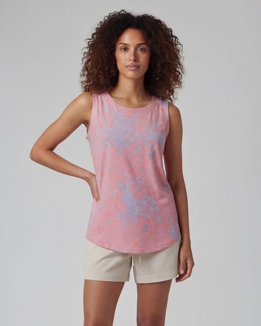 Lords of Harlech Pink Tina Paisley Explosion Coral Muscle Tank