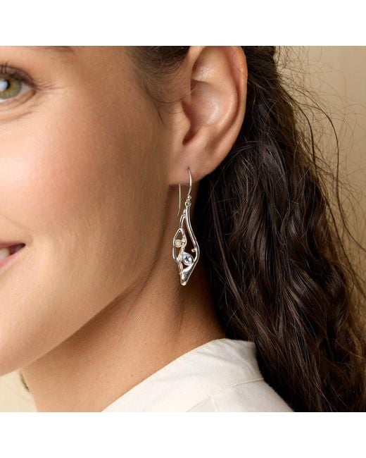 Isla Silver Metallic Topaz & Pearl Statement Drop Earrings