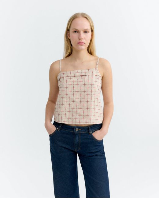 Thinking Mu Natural Top Printed Checkered Lattice Raida