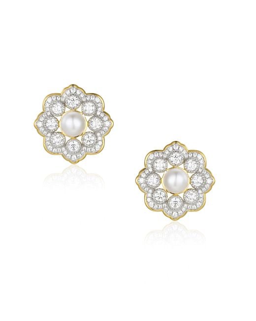 Santinni Metallic Dame & Earrings With Freshwater Pearl