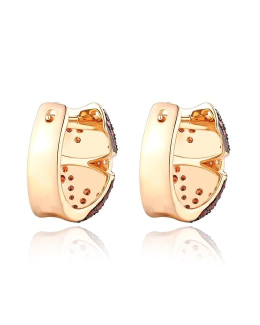 Artisan Multicolor Rose 14K Rose Garnet & Diamond Hoop Earrings