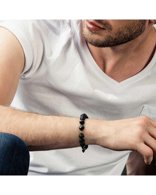 AWNL Black Onyx & Golden Obsidian Macrame Bracelet for men