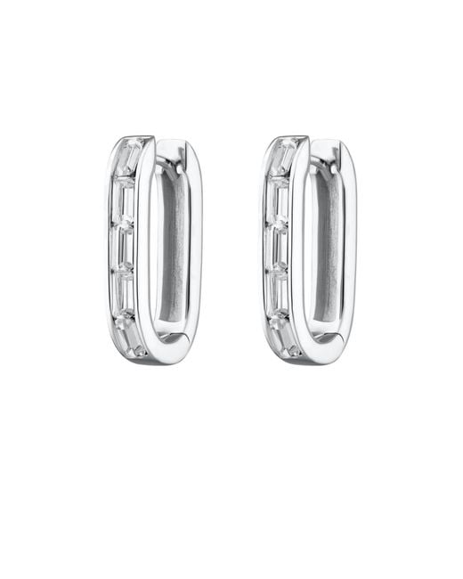Scream Pretty Metallic Oval Baguette Hoop Earrings With Clear Stones