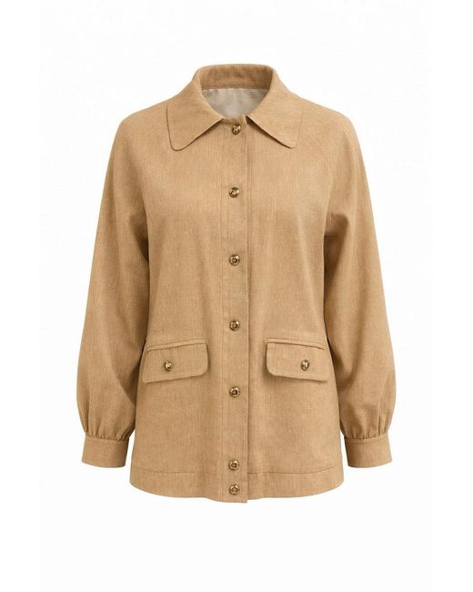 Exquise Natural Delancy Shirt Collar Long Sleeve Jacket