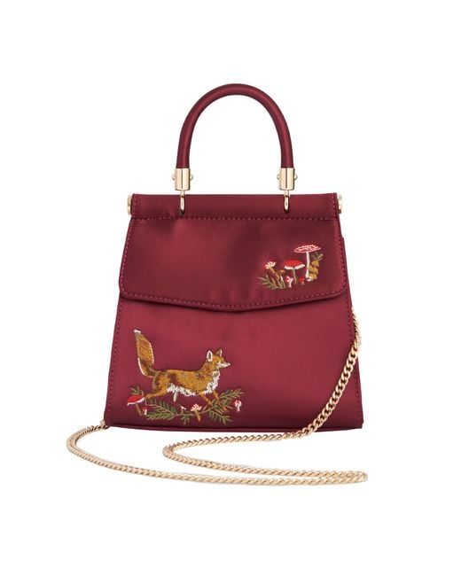 Fable England Fox & Mushroom Embroidered Satin Tote
