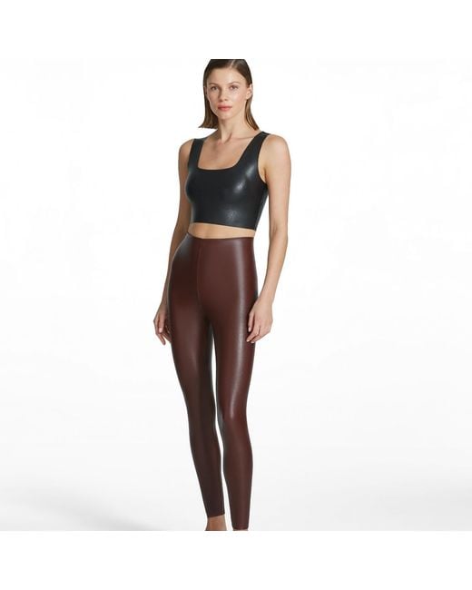 Commando Brown Faux Leather Legging, Oxblood Slg06