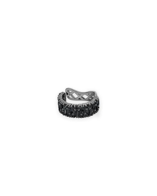 SALLY SKOUFIS Black Culture Ear Cuff With Made Cz Diamond Stimulant