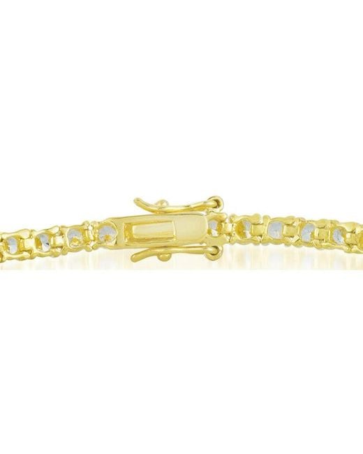 Genevive Jewelry Metallic Genevive Sterling Plated With Clear Cubic Zirconia Tennis Bracelet