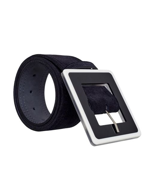BeltBe Black Wide Square Acrylic Buckle Belt