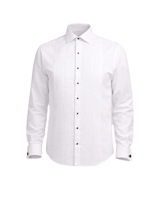 Freak Vault White Classic Pleated Tuxedo Shirt for men