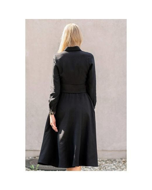 Oh!Zuza Black Echo Midi Shirt Dress With Belt