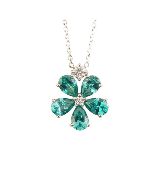 Juvetti Green Florea Gold Necklace Paraiba Sapphire & Diamond