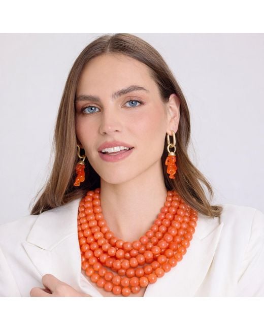 Michael Nash Jewelry Red Juliette Multi Strand Coral Resin Necklace