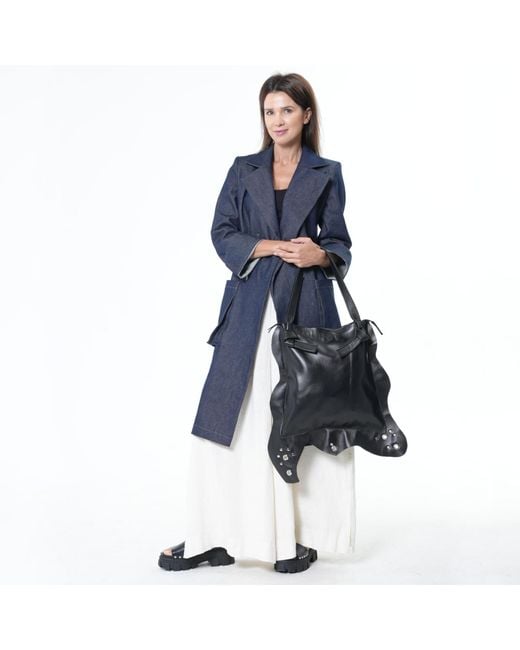 Metamorph Black Genuine Leather Tote Bag