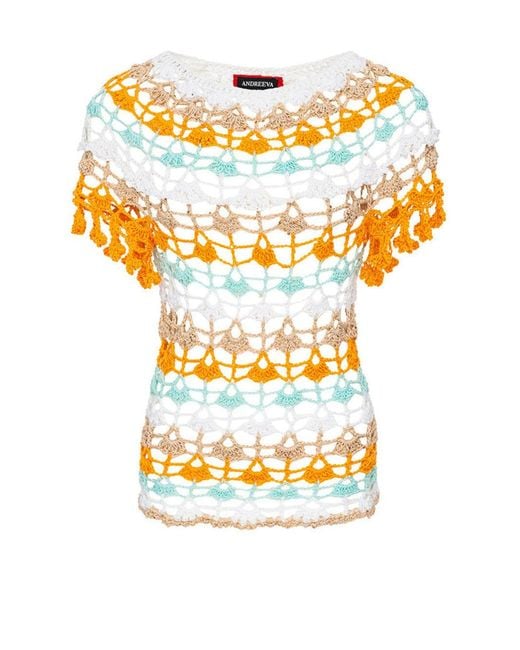 Andreeva Multicolor Bird Of Paradise Handmade Crochet Top