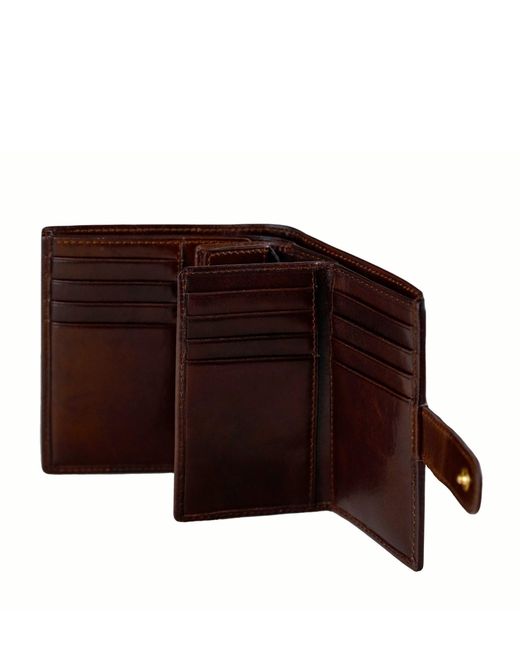 Time Resistance Brown Leather Bifold Wallet With A Snap Closure for men