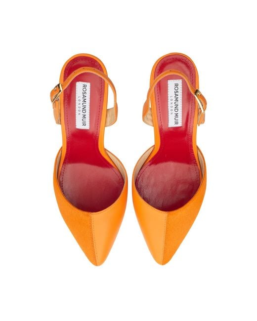 Rosamund Muir London Orange Augusta Duo-Texture Slingback Heels