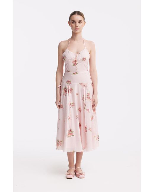 Georgette Pink Rosalie Floral Halter Midi Dress