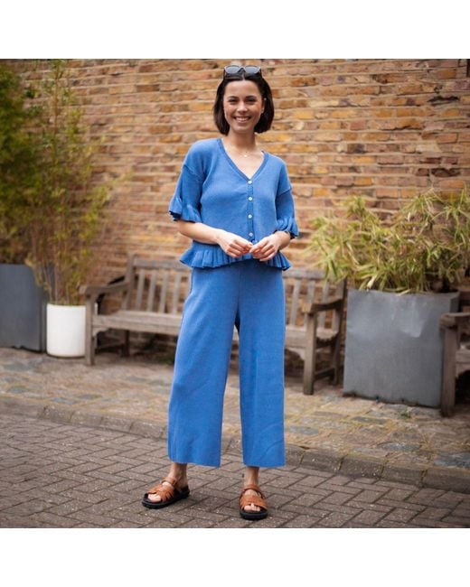 Cara & The Sky Blue Marlow Ruffle Co-Ord Short Sleeve Cardigan