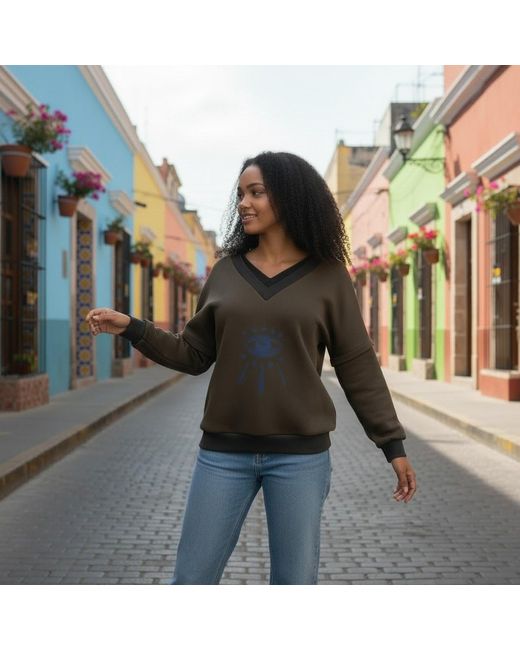 BEIRA Black Victoria V-Neck Sweatshirt – Starry Eye Khaki