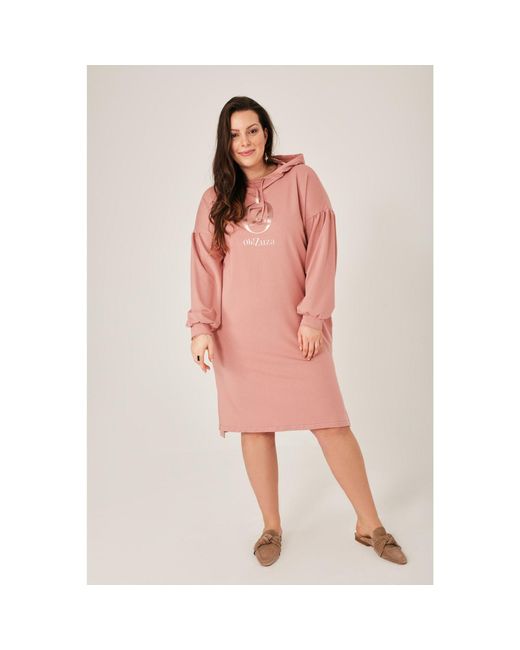 Oh!Zuza Pink Hooded Sweatshirt Midi Dress