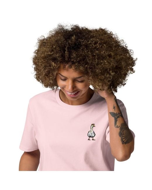 Anchor and Crew Pink Cotton Dapper Duck Actual Life Organic Cotton Embroidered T-Shirt