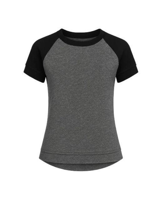 Conquista Black Short Sleeve Top With Rounded Hem