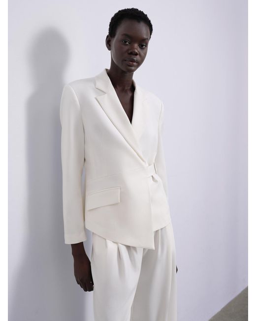 Sélone White Nore Asymmetric Wrap Blazer