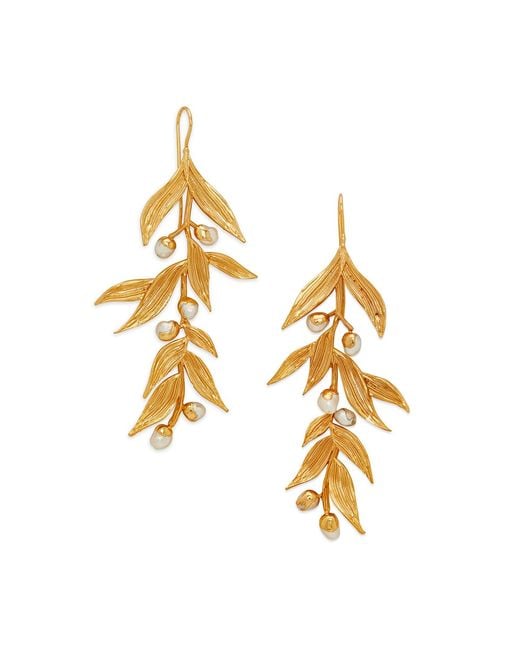 Dhwani Bansal Metallic Isaro Chandelier Earrings With Baroque Pearls